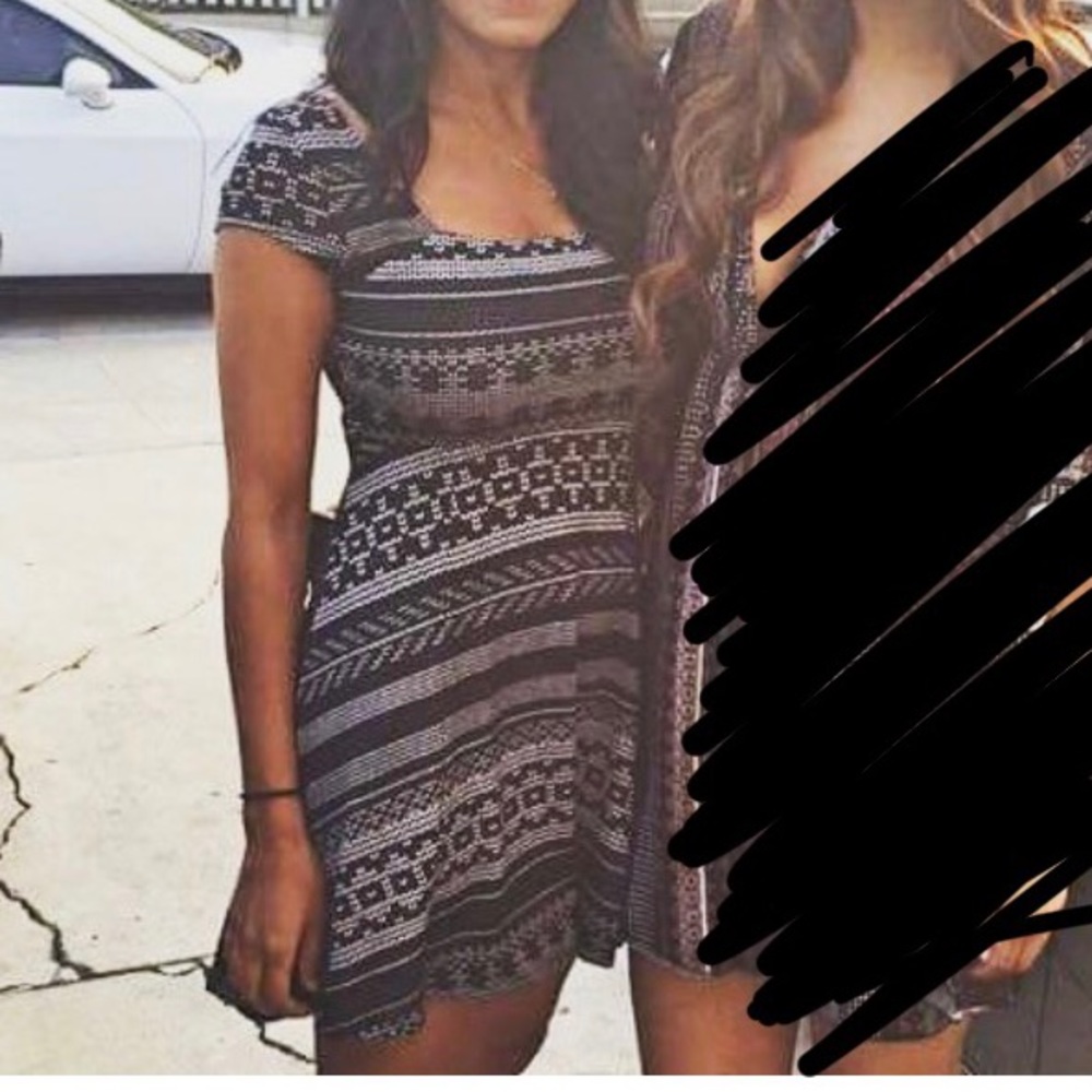 Black and white printed skater dress